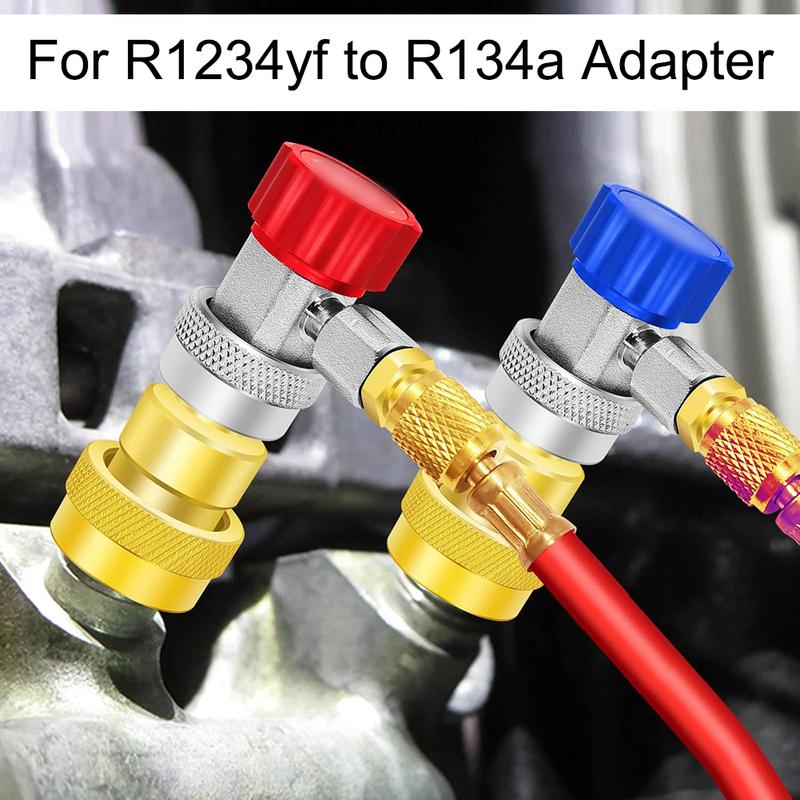 3PC R1234 To R134a Conversion Adapters Kit Quick Adapter Adjustable High/Low Pressure Side R134a For Air Conditioner