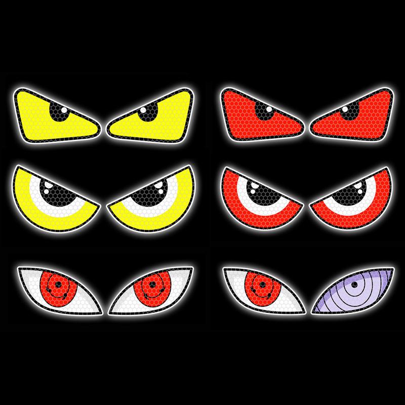 Ухмыляющиеся глаза светоотражающие наклейки для мотоциклов, предупреждающие о безопасности, декор для мотоцикла, скутера, лобового стекла, шлема, заднего кофра, наклейки, аксессуары