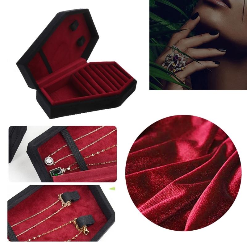 Necklace Earring Display Case Ring Holder Coffin Shape Jewelry Display Box