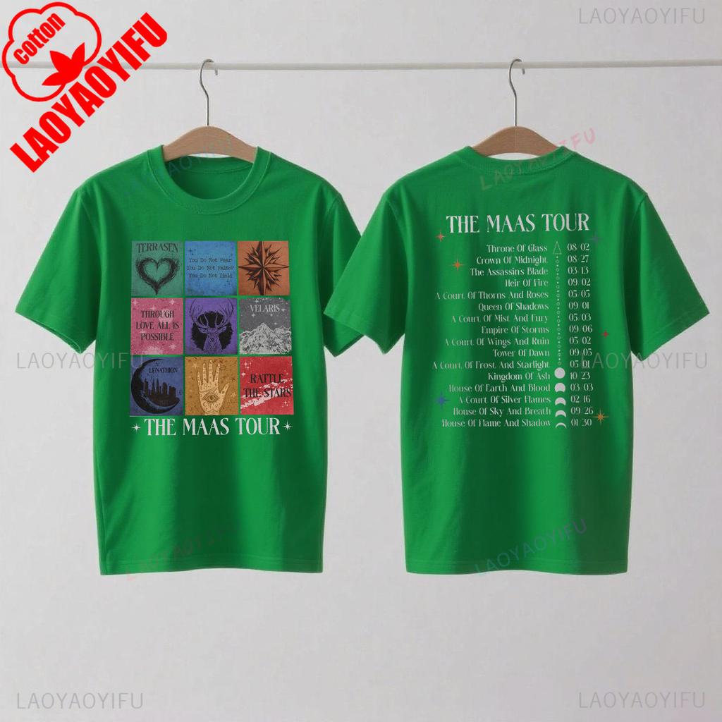 Сара Дж. Маас SJM Мерч Мировой Тур Футболка Престол Стекла Атрибутика Фаната Сумерки Мода Повседневный Комфорт Хлопковые Футболки