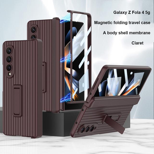 Чехол для Samsung Galaxy Z Fold 4 5g, магнитный шарнир, слот для ручки, подставка, жесткий чехол с защитным стеклом для экрана для Samsung Z Fold4
