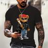 Cotton Cartoon Bear Series Patterned Men's T-shirt Interesting Printed Undershirt Casual Fashion Men's Clothes Cotton Women's T-shirt