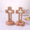 Detachable Wooden Crosses Standing Crucifix Sculpture Religious Crosses Ornament  Home