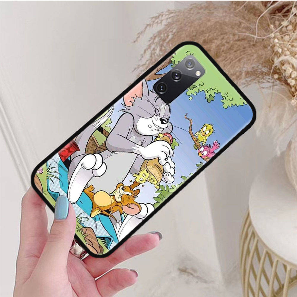 Черный чехол для Xiaomi Poco X6 X4 M5 M6 F5 F6 C65 C55 C50 C51 C40 Pro Redmi 14C A3X 13C 12C 11T 10A 9C Note 7 6 8A Plus C-46 Tom Jerry Cat Cartoon