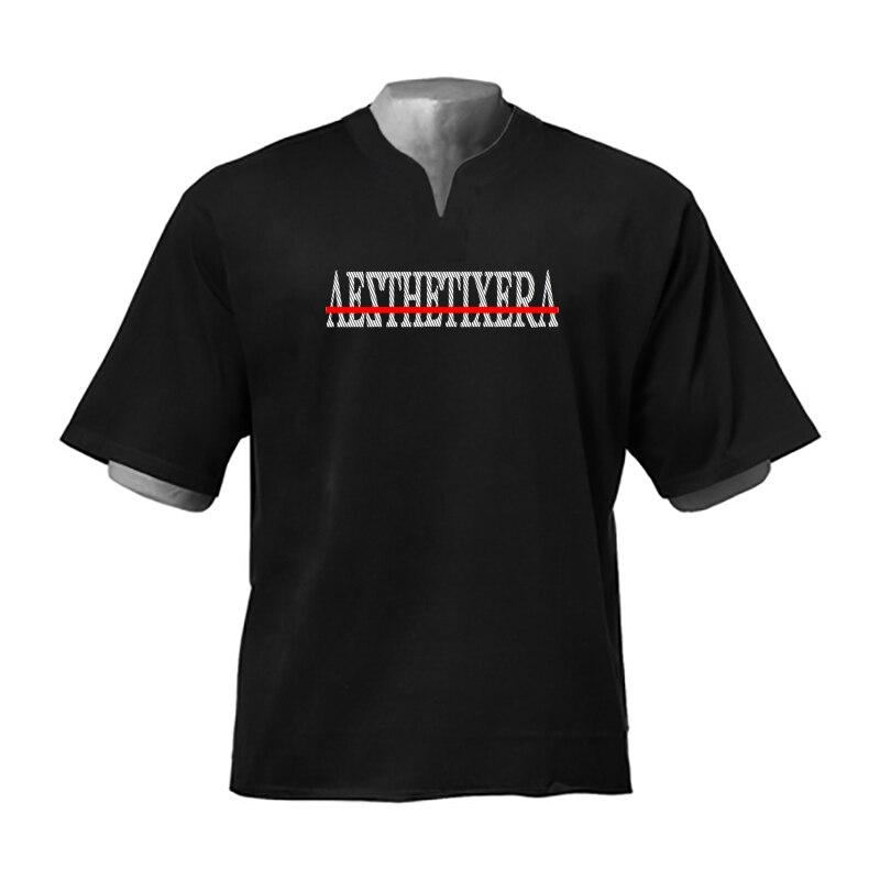 Muscleguys Летняя спортивная свободная большая футболка для фитнеса, мужская хлопковая повседневная модная одежда с коротким рукавом