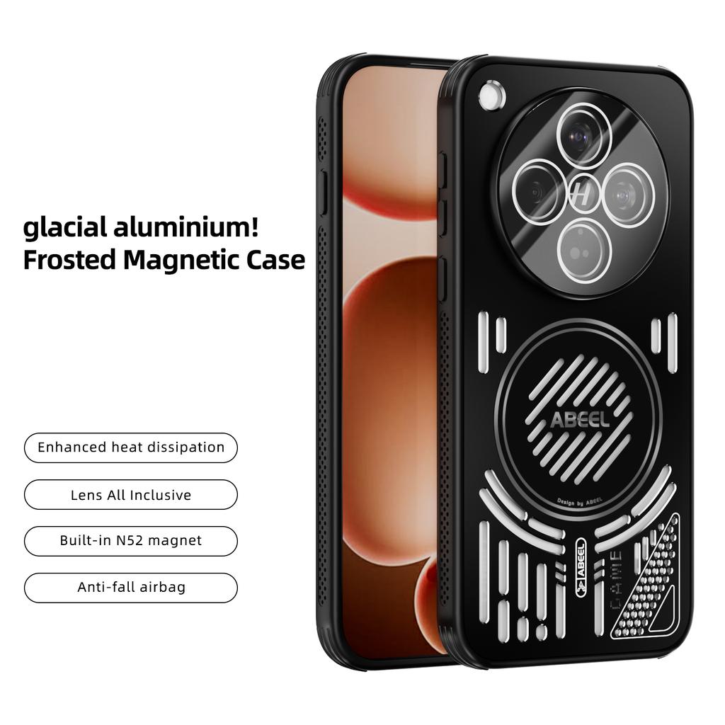 ABEEL For Oppo Find X8s+ 5G Magnetic Case Aluminium Alloy+PC+TPU Hollow Heat Dissipation Phone Cover