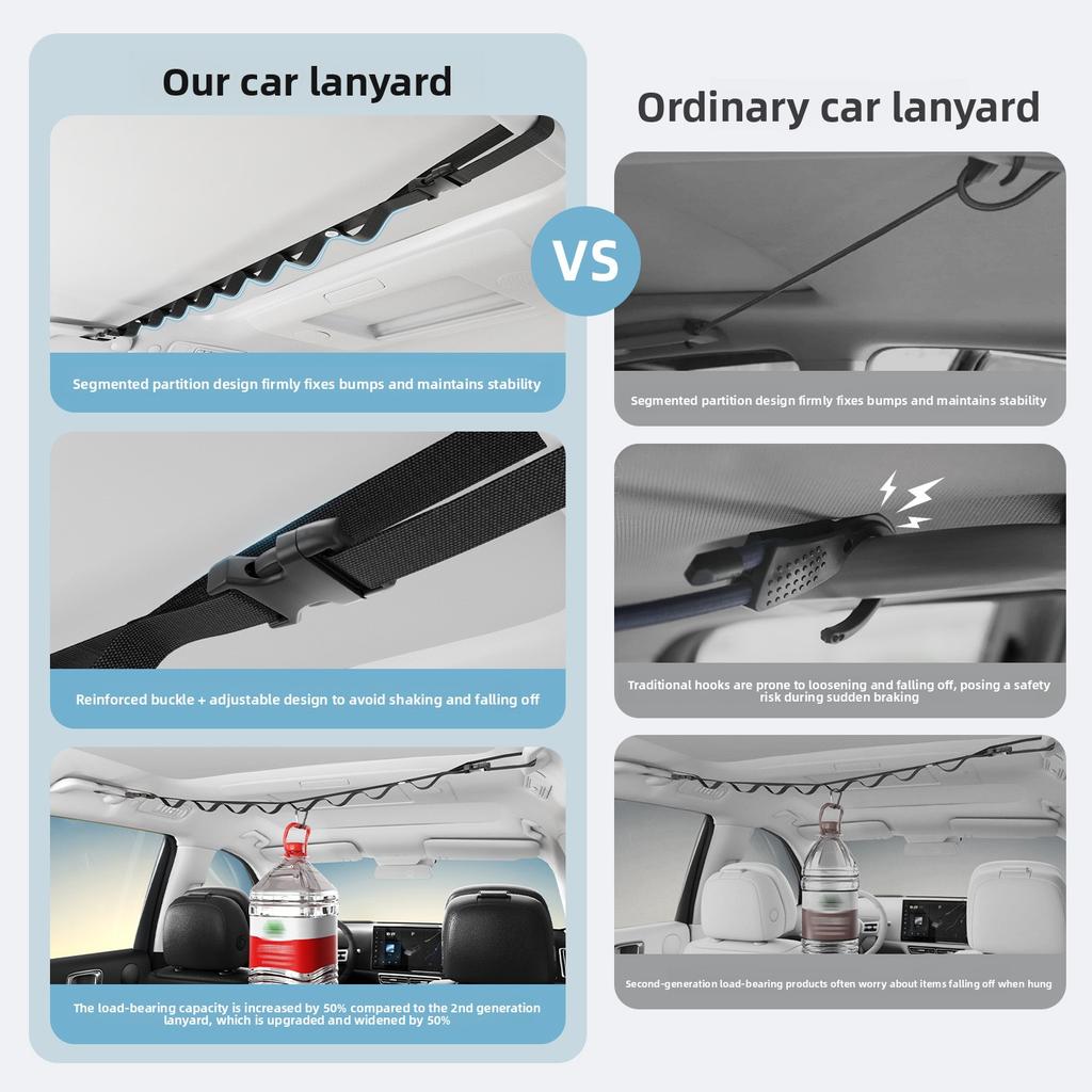 Multifunctional Car Clothesline Car Hanging Clothes Rack Car Rear Seat Storage Fixed Hook Clothes Rack