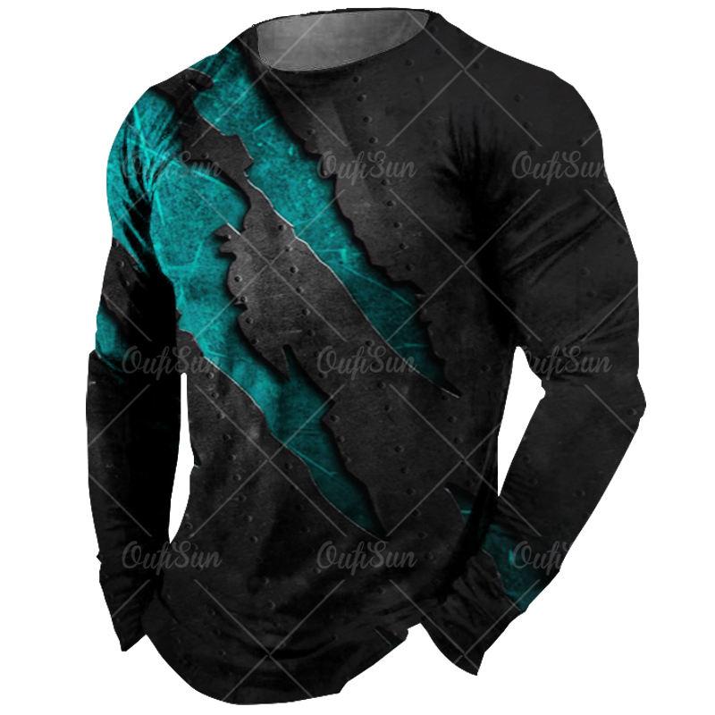 Винтажные футболки с длинными рукавами, черная футболка, мужские рубашки с 3d принтом, футболки с графикой коготь, красная мужская одежда, топы, повседневная уличная одежда