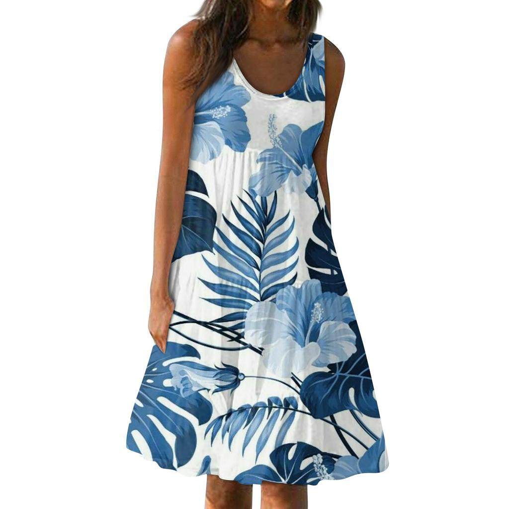 Женское платье, милая повседневная пляжная юбка с принтом, сарафан