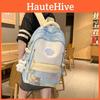 Color Blocked Cute Large Capacity Student Backpack With Pendant For Teens