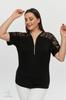Women's Style Big Size T-Shirt Plus Size New Season Sleeve Transparent Zippered Comfort Model Short Sleeve Combed Cotton Tunic T-Shirt