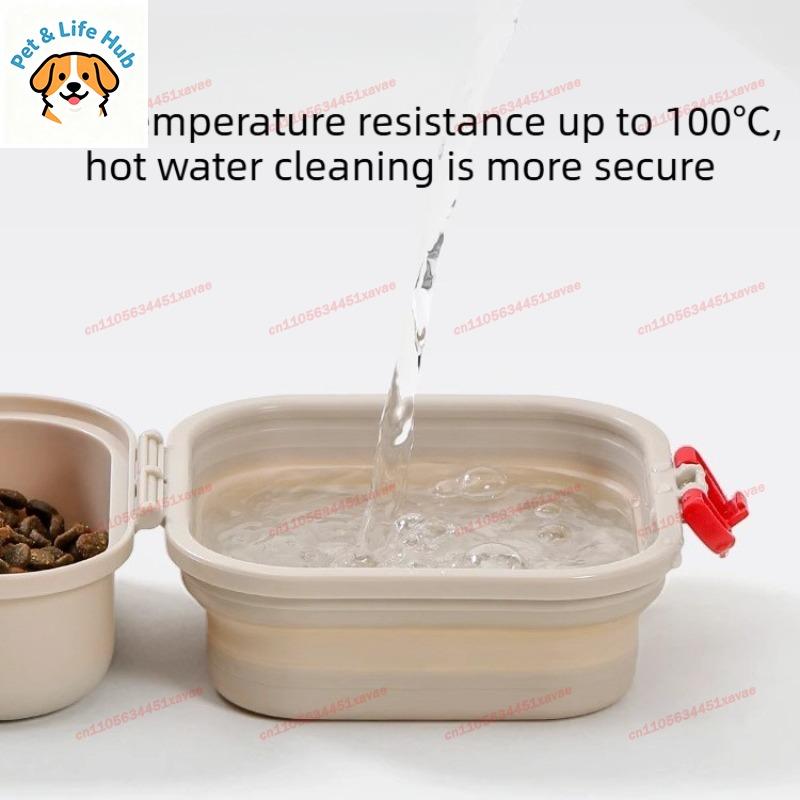 Collapsible Dog Water Bowl Portable 2-in-1 Pet Food Water Feeder with Lid Travel Dog Bowl for Outdoor Walking Camping Puppy Cat