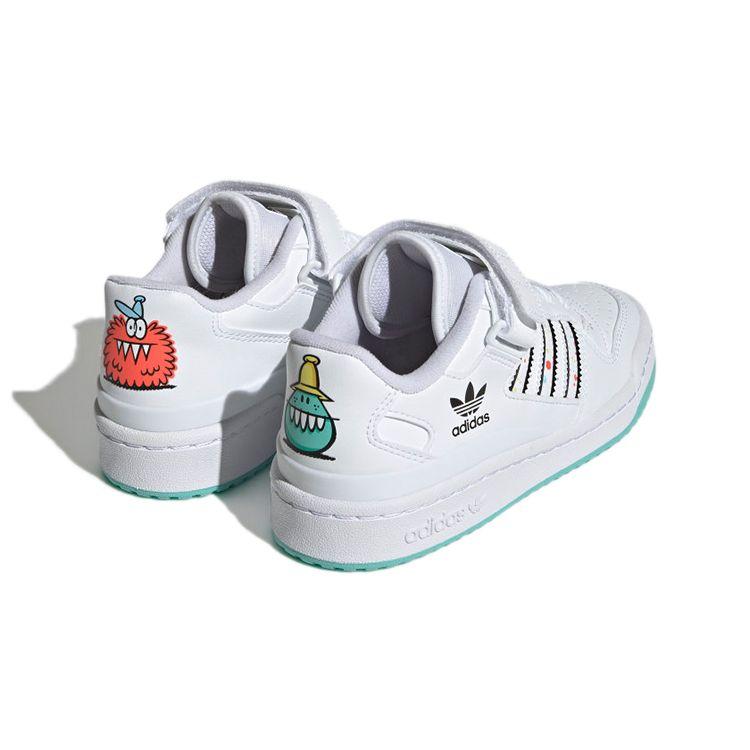 adidas Originals Forum Low J Прочные Низкие Детские Кеды для Скейта Детские Кроссовки Белые Черные Синие H01440