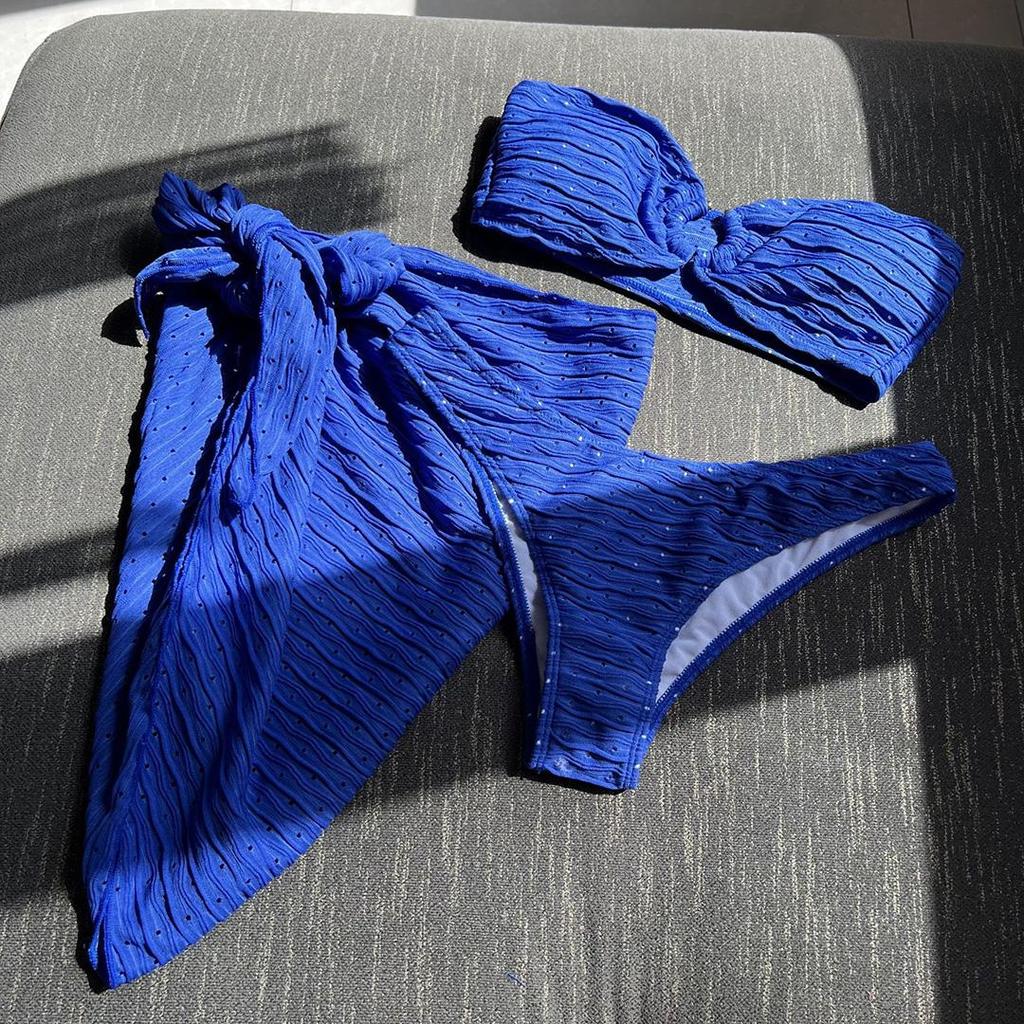 Сексуальный женский купальник бикини со средней талией, женский купальник, комплект бикини из трех частей, купальный костюм для купания