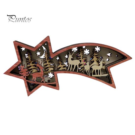 3D деревянная резьба светодиодный ночник резной олень рождественская елка снежинка лампа рождественская настольная статуэтка для домашнего офиса полка декор