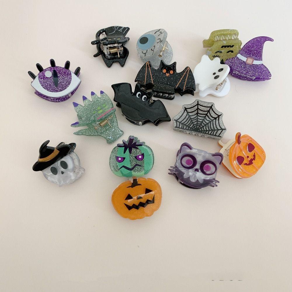 Pumpkin Ghost Grab Clip Small Halloween Hairpin Funny Spooky Hair Claw  Party Headwear