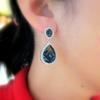 Huitan Green/Blue Cubic Zircon Drop Earrings for Women Luxury Elegant Lady Engagement Wedding Party Ear Accessories Jewelry