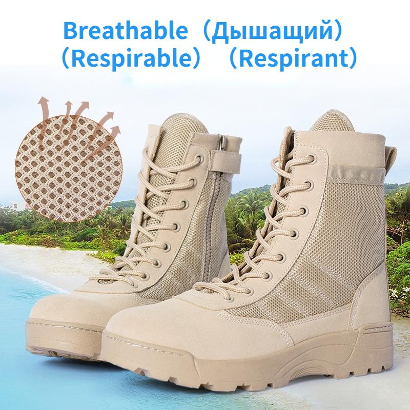 Breathable Mesh Tactical Military Boots Men Boots Outdoor Lightweight Hiking Boots New Desert Combat Army Boots Work Men Shoes
