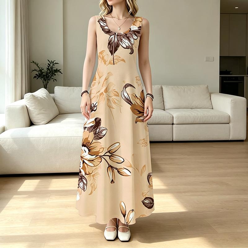 Sleeveless Flowy Maxi Dress Comfy Summer Beach Vacation Dress,For Daily,Girls' Gathering,Travel Outfit