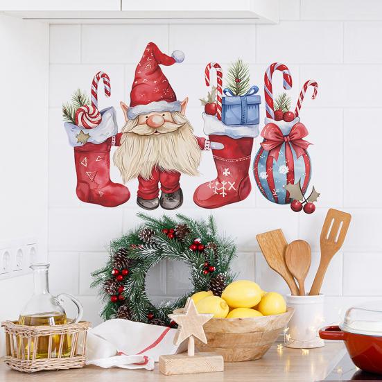 1 лист Рождественская Наклейка на стену Гном Эльф Чулок Конфетная Трость Подарочный Мешок Водонепроницаемый
