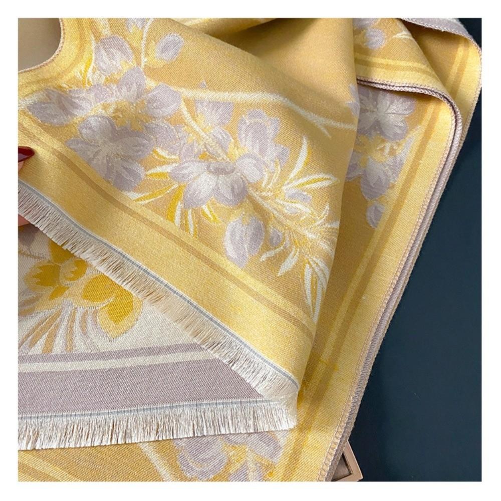 Floral Print Imitation Cashmere Scarf Luxury Winter Shawl Elegant Poncho Scarves for Women