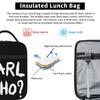 Karl Who Slogan Print Lunch Bag Portable Insulated Meal Bags Reusable Thermal Oxford Bento Tote for School Travel Picnic Beach