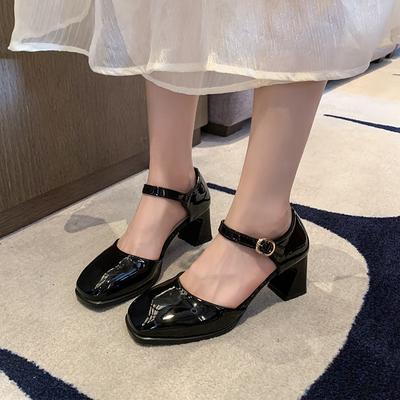 2025 лето новые туфли на высоком толстом каблуке сандалии темперамент новая китайская сумка голова полый ремешок с одной пряжкой для работы женская обувь