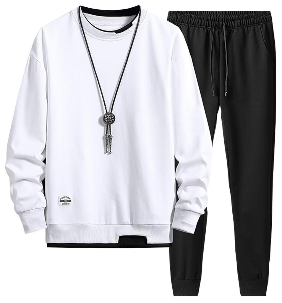 Bligo Jersey Sweatsuit Long Solid Top and Plus Sizes Color Loose Men's Set, Sleeve, Color, Bottoms, Autumn/Winter, Available, Block, Logo, Fit,