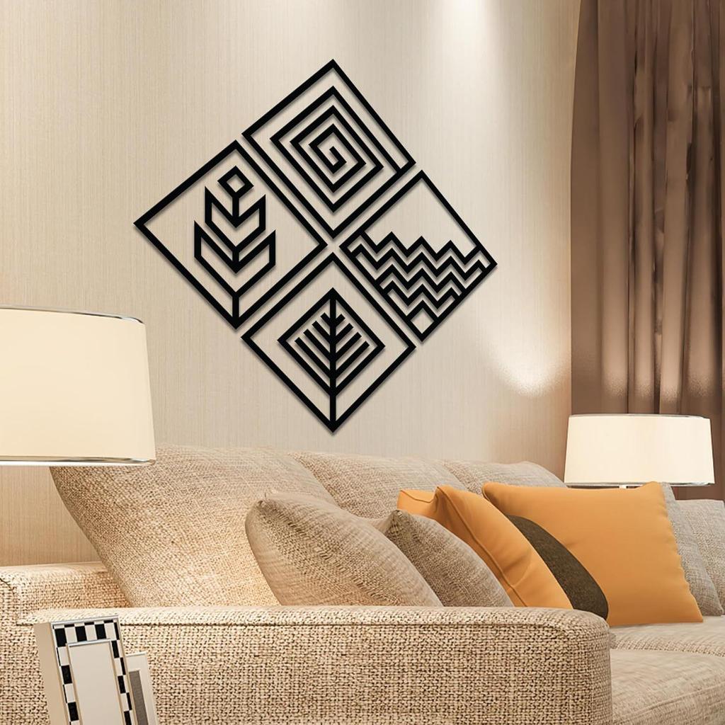 Pre-Laminated Pine Wood Abstract Line Wall Art | Laser Cut Precision | For Home Décor | For Gifting (Set of 4)