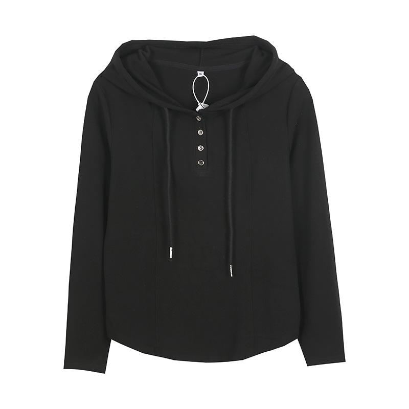 Large size women's clothing waxy jiji hooded long-sleeved T-shirt autumn new thin casual top 340800