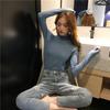 Autumn and Winter Latest Korean Version of Half High Neck Solid Color Base Shirt Fashion Ins Slim-fit All Knitted Top Female Tide
