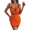 Women Summer Sexy Hollow Out Knitted Wrap Hip Solid Color Slim Holiday Strap Dress