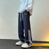 Повседневные спортивные брюки для мужской весны и осени, новые полосатые брюки с широкими штанинами и плюшевой подкладкой, американские драпированные универсальные брюки