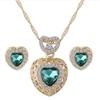 Мода Сердце Сплава Горный Хрусталь Ожерелье Уха Шпильки Серьги Женщины Комплект Ювелирных Изделий