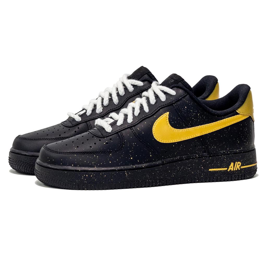 Nike Air Force 1 Golden Mist Black Warrior, Tengfei Manufacturing Skateboard Shoes Unisex Black Gold CW2288-001(Team1347-)
