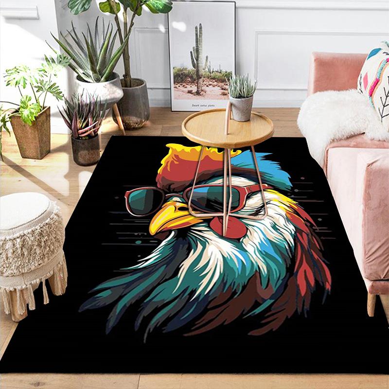 Rooster Wearing Sunglasses Rug Floor Mat for Living Room or Bedroom Soft and Comfortable Carpet a Gift for Birthday and Holiday.MFF0918217
