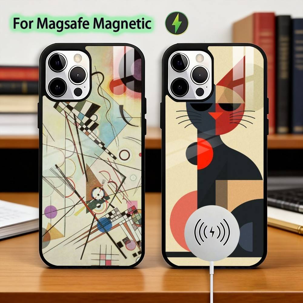 Geometric Bauhaus A-Art Phone Case For iPhone17,16,15,14,13,12,11 Plus,Pro Magnetic with Magsafe Wireless Charging