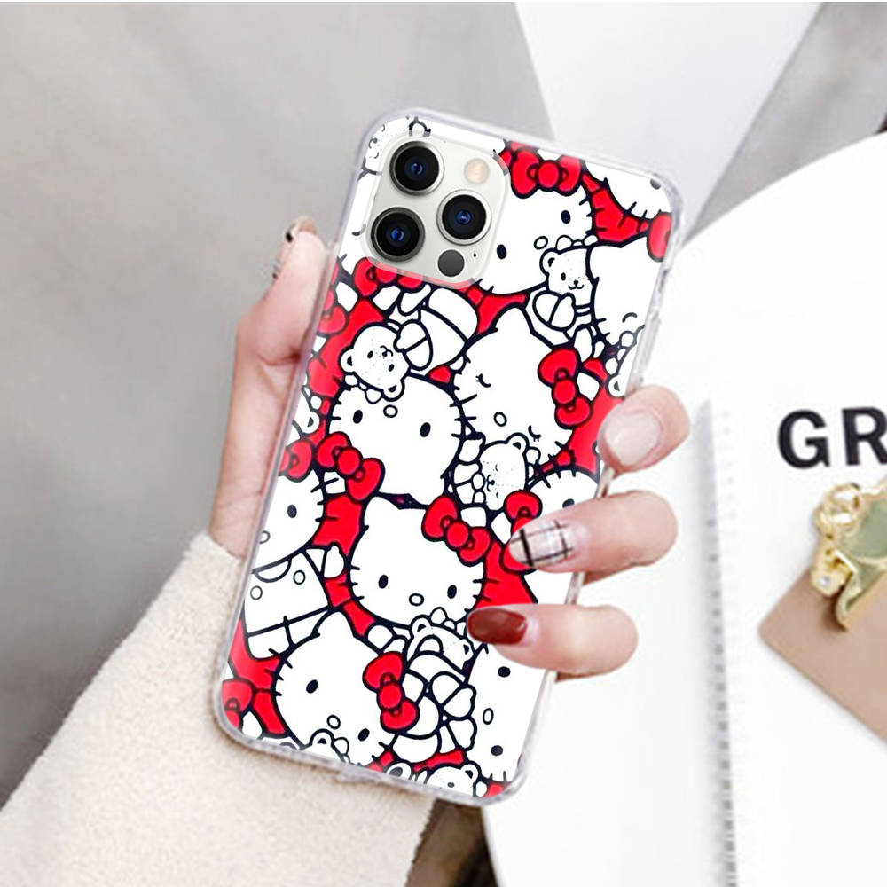 JZ19 Hello Kitty Прозрачный чехол для Samsung A04 A14 A23 M33 M53 Realme 10 9 C35 C55 VIVO Y02 X80 Infinix Hot 30 Note 11 Tecno Spark 8P Pro