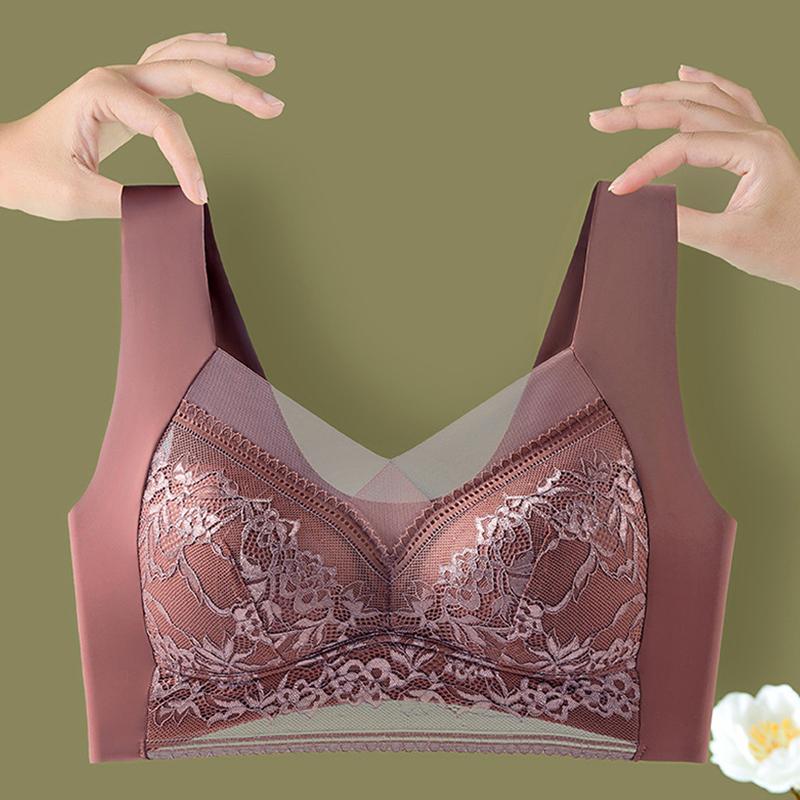 FallSweet Бесшовный бюстгальтер пуш-ап для женщин, беспроводной кружевной бралетт, большой размер, комфортное нижнее белье, кружевное белье