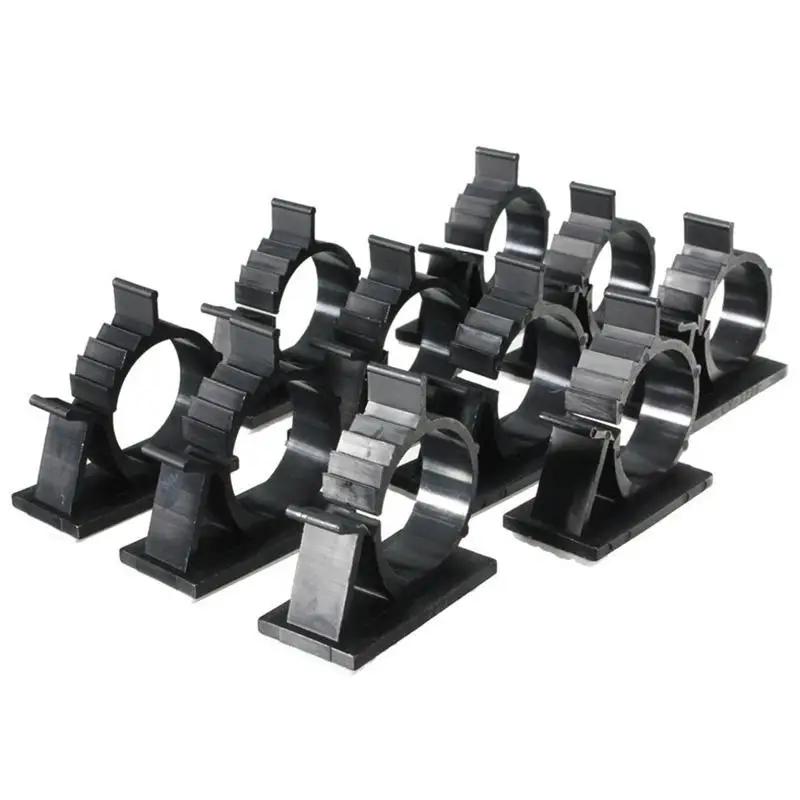 30 Pieces Adhesive Backed Nylon Wire Adjustable Cable Clips Clamps Black 16mm For Car PC TV Charging Wire Winder