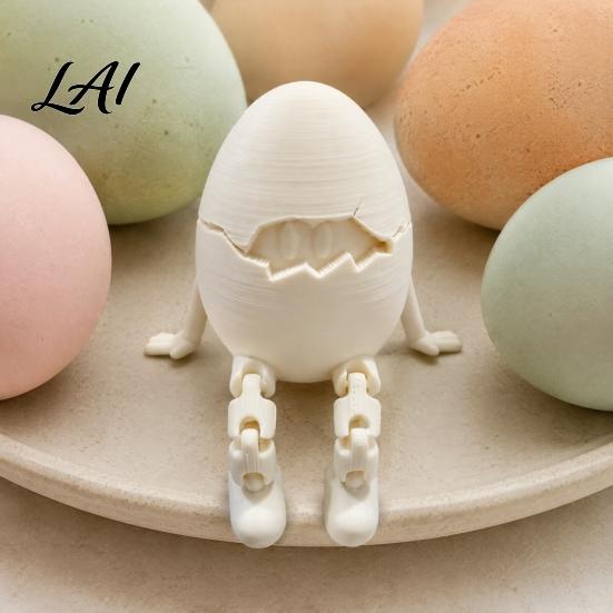 Unique Easter Gift for Kids Articulated Egg Fidget Toy 3D Printed Cute Flexible Sitting Toy Desk with Movable Joints Stress Relief Home Decor Desktop