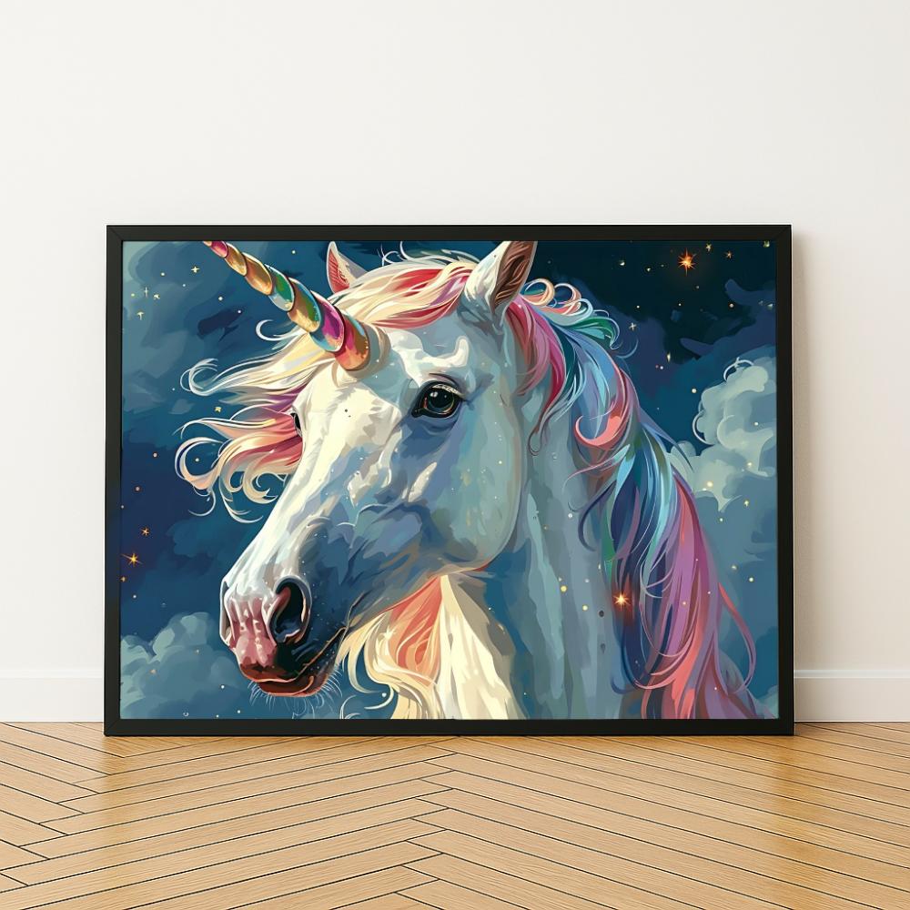 Malowanie Po Numerach Z Ramą Obrazy Do Malowania Biały Jednorożec 50X40 Cm