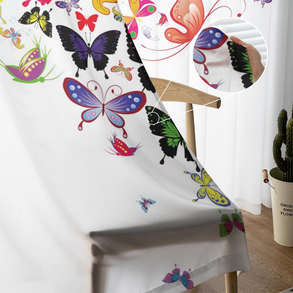 Красочные белые шифоновые прозрачные шторы в форме сердца в форме бабочки для гостиной, спальни, украшения, оконные вуали, тюлевые занавески