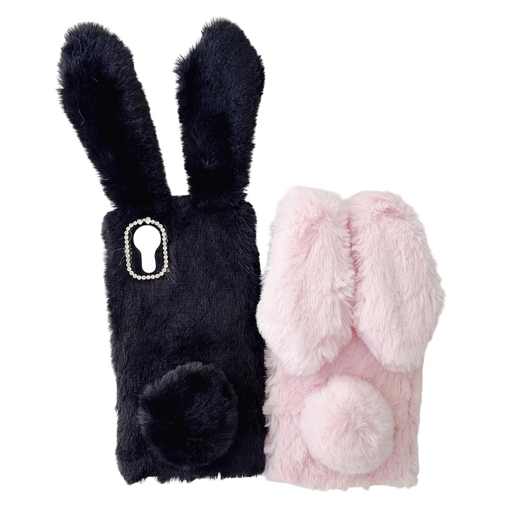 For Samsung Galaxy Xcover7 Case Plush Cute Bunny Winter Fluffy TPU Phone Cover