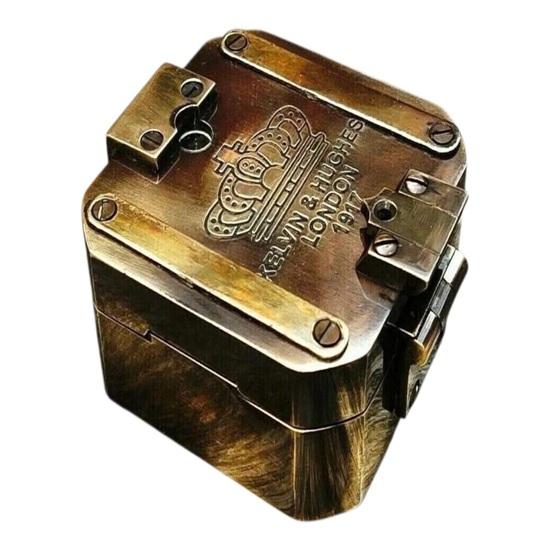 1917 Kelvin  Hughes Brunton Compass Solid Brass Antique Surveying Tool  WWI Era Collectible  Geological Transit  Museum Display Piece