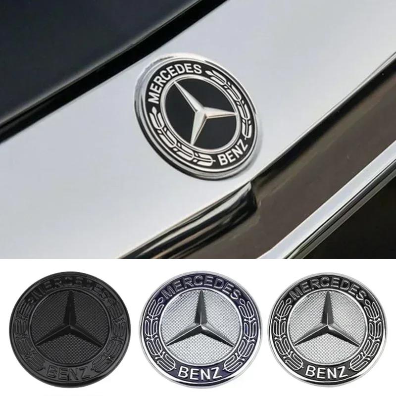 HGQ5   Car Front Engine Hood Emblem 42mm-Curved 38mm-Flat ABS Badge for Mercedes Benz C Class E Class C200 E260 E300L S400L Label