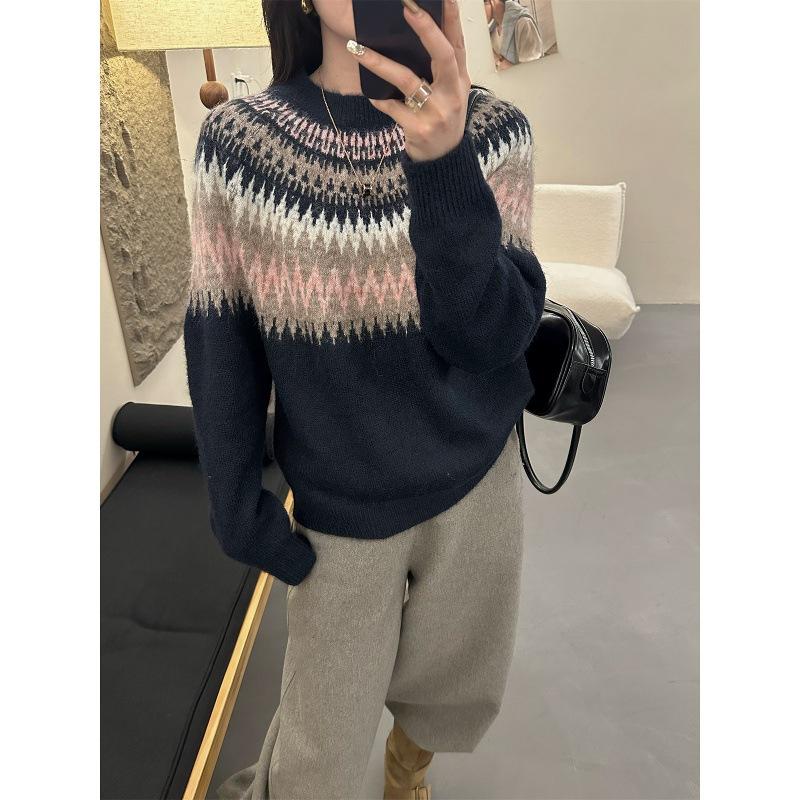 Women Autumn Winter Loose Knitted Sweater Soft Warm Long Sleeve Solid Color Casual Oversized Pullover Daily Streetwear Tops