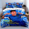 Blue jersey, white graffiti. Bedding sets Duvet cover sets Duvet covers Pillowcases(1 * Duvet Cover 2 * Pillowcases without duvet insert)