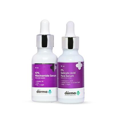 Derma Co No More Acne & Acne Marks Combo - сыворотка для лица с 2% салициловой кислотой (30 мл) + 10% ниацинамидная сыворотка для лица