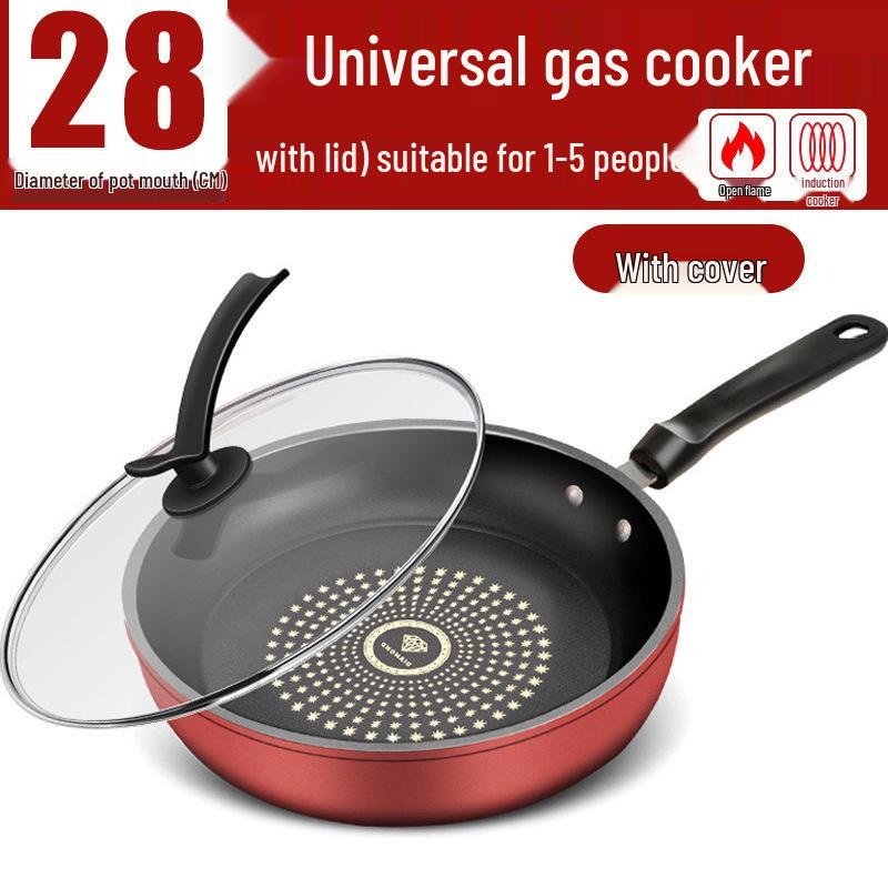 Crystal Diamond Non-stick Universal Flat-bottom Wok for Induction & Gas Stoves, Stir-fry & Frying Pan